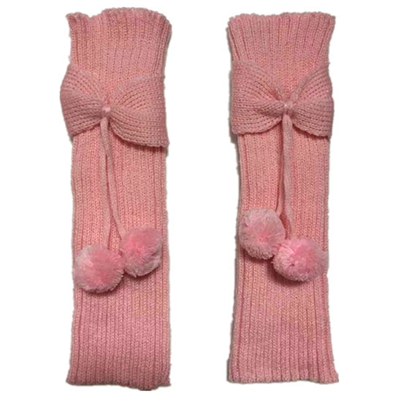 Fashion Kids Girls Bowknot Pompom Knit Leg Warmers Boot Socks Cuffs Toppers children leg warmers