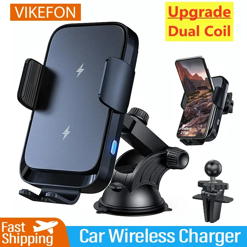 Wireless Car Charger Stand Automatic Fast Charging Station
