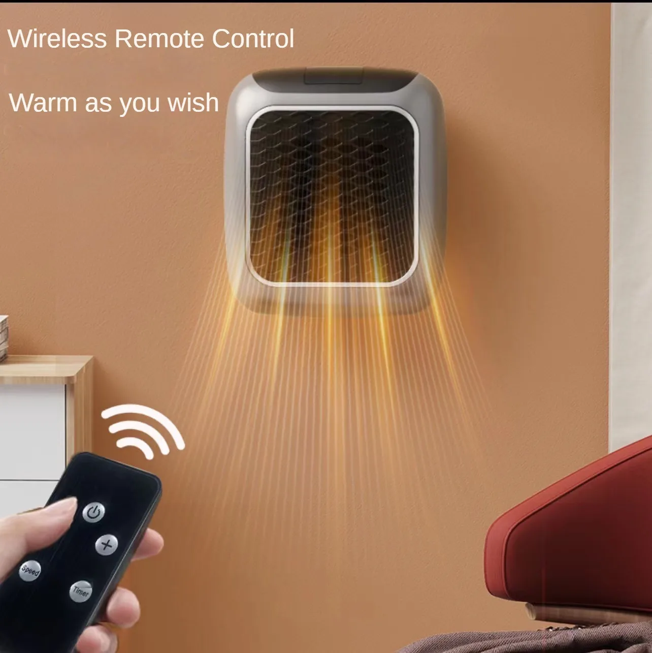 800W Mini Heater for Home Small Bathroom Heating Fans Wall Mounted PTC Ceramic Electric Heater With Remote Control mini heater