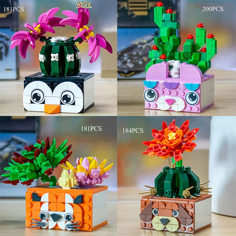 

DIY Toys Building Blocks Bouquet Bonsai Model Home Desktop Decoration Cactus Flower Potted Bricks Children's Toys Friends Gift