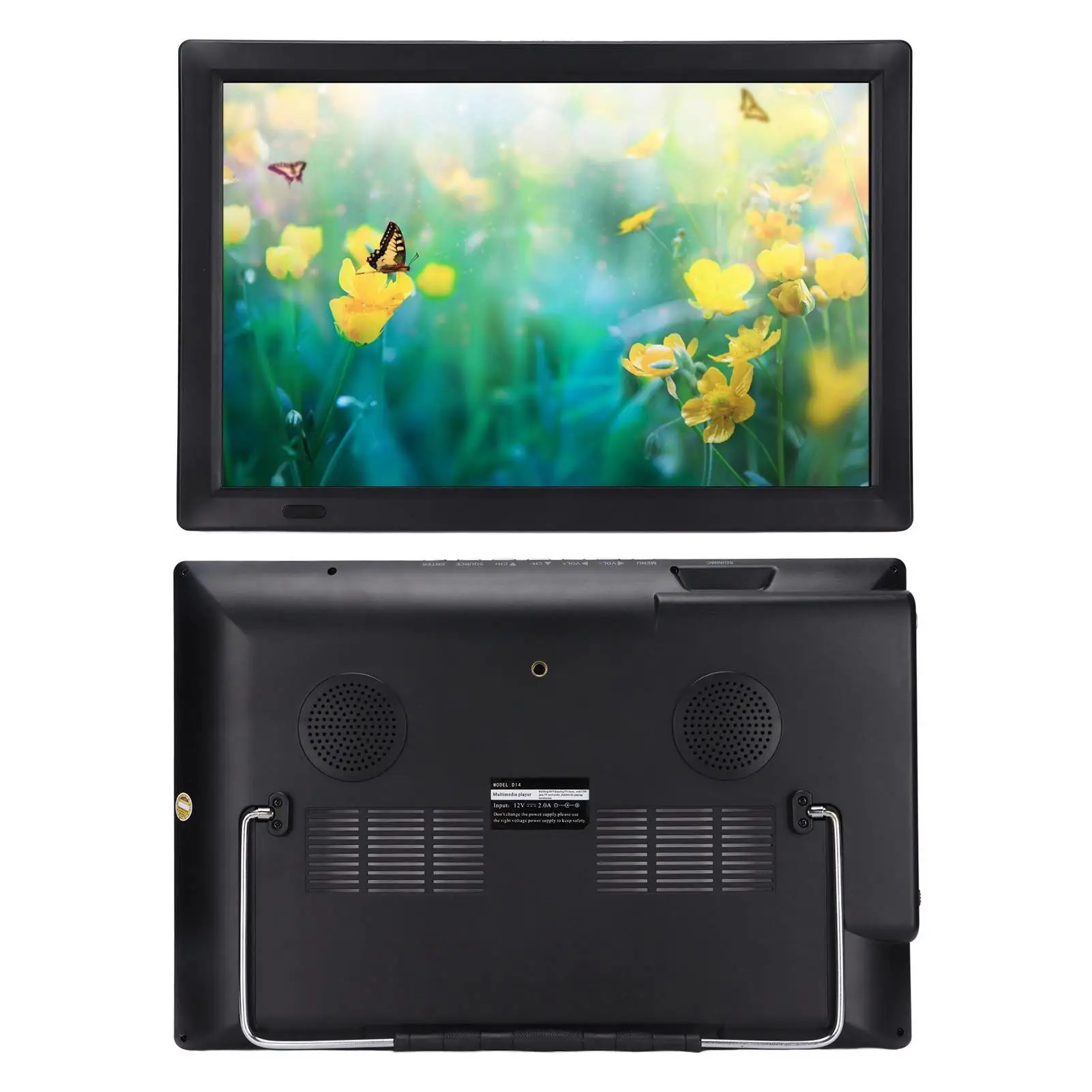 14 HD Portable Digital TV ISDB-T with Stand, Tuner for home & Car, EU Plug 110-220V-Compact Entertainment Solution