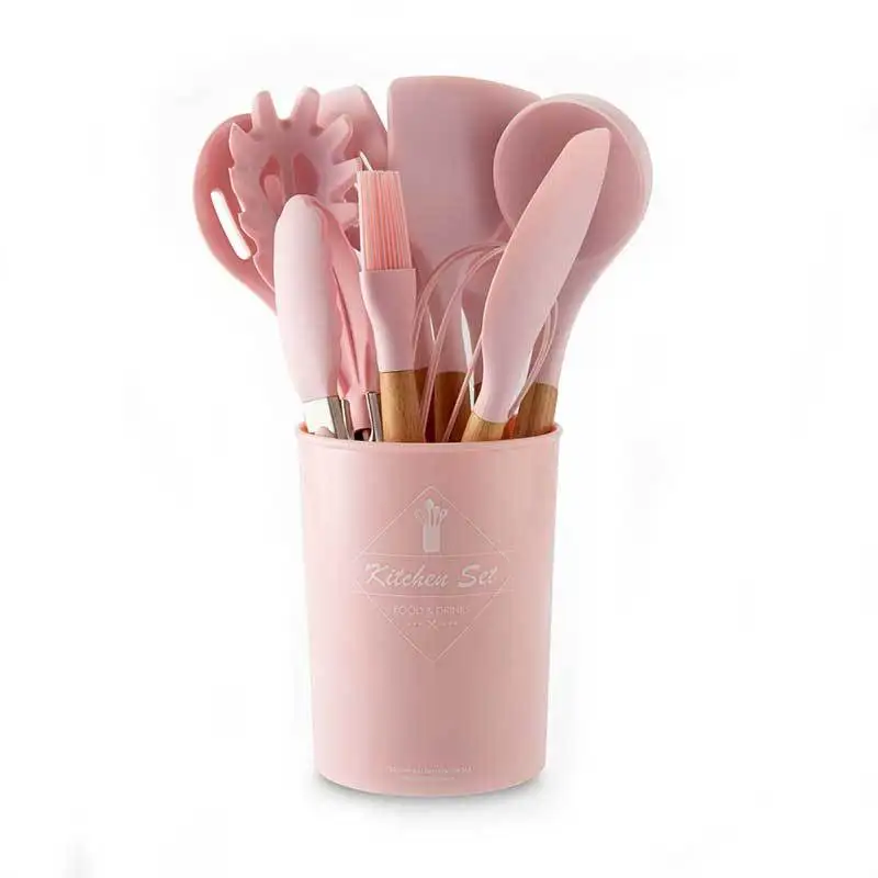 Pink Silicone Kitchen Utensil Set 1