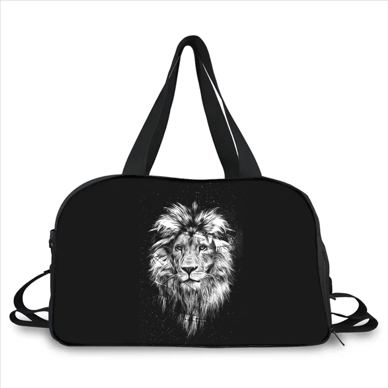 ferocious illustration lion 3D printing fashion trend portable large capacity multi function messenger bag travel bag