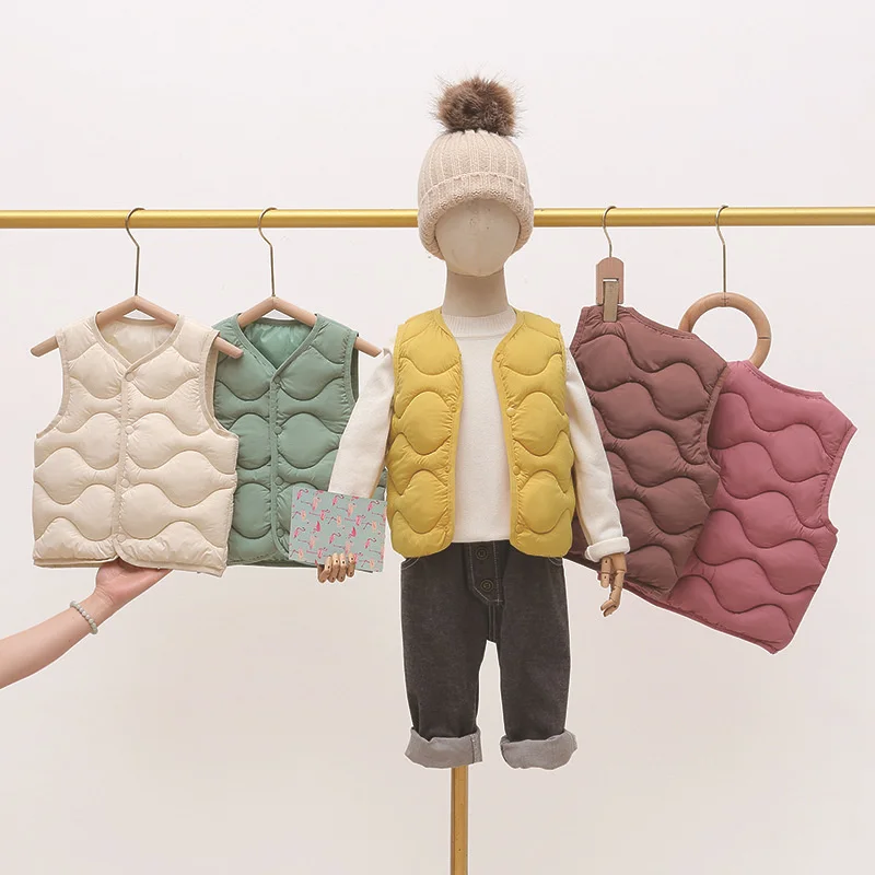 Winter Spring Warm Boys Girls Puffer Vest Lightweight Toddler Padded Waistcoat High Neck Baby Outwear Sleeveless Jacket