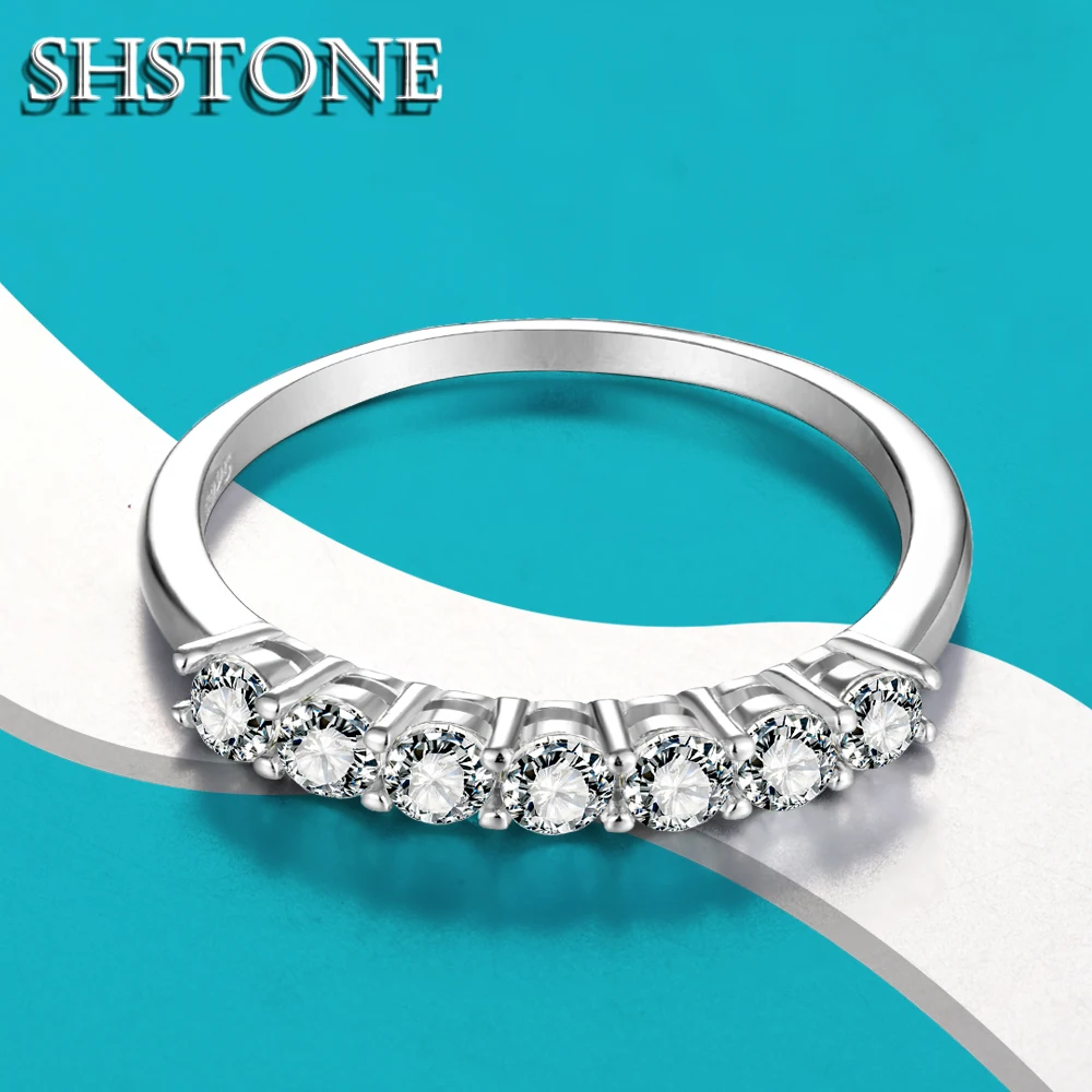 

SHSTONE D Color VVS1 Moissanite Ring 925 Sterling Sliver Round Cut Diamond Rings GRA Certificate Jewelry for Women Wedding Bands