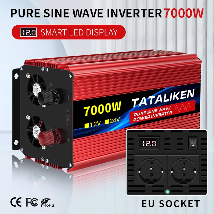Pure Sine Wave Inverter 1600W&mdash;10000W DC 12V/24V to AC 220V 50hz Power Inverter Charger Converter Adapter EU Socket pure sine wave inverter,power inverter