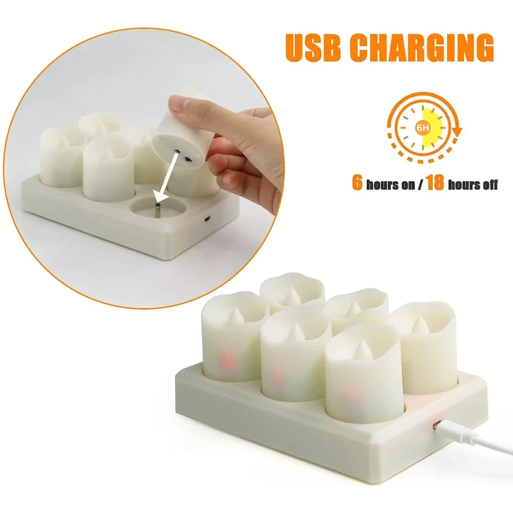 Juego De 4 Velas Recargables Led Parpadeantes Sin Llama. | Cuotas Sin Interés