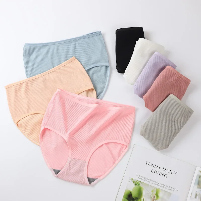 Underwear Women Seamless High Waist Briefs Belly Lifting Panties Cotton Solid Color Plus Size Pants Comfortable Underpants