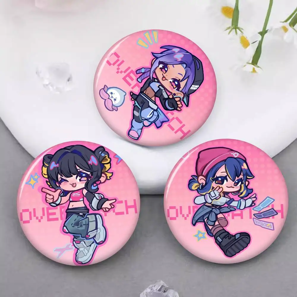 Overwatch Slogan Round Button Pins – Creative Brooches for Backpacks & Clothes, Fashion Cartoon Jewelry Gifts