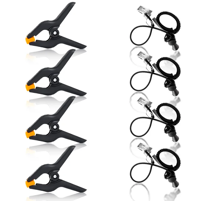 8 ชิ้นการถ่ายภาพฤดูใบไม้ผลิคลิปและด้านข้าง Clamps ฉากหลัง Muslin & สีเขียวสําหรับพื้นหลังสําหรับ Photo Studio Vedio 1