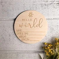 Baby Wooden Milestone Card Engraved Wooden Hello World Milestone Newborn Photography Props Children Shooting Accessories 3