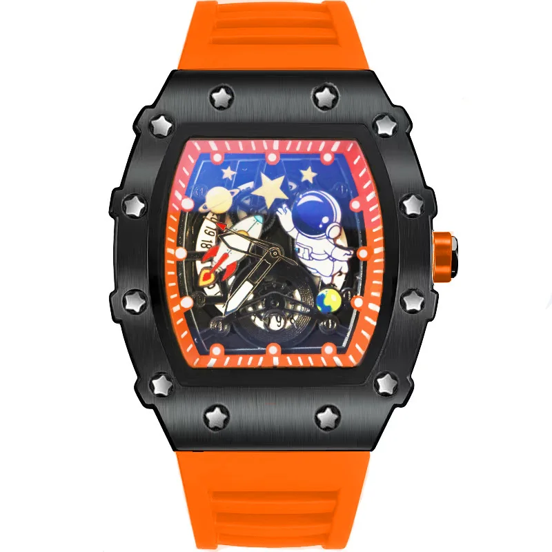 Space Man Quartz Wristwatch Hollow Luxury Men’s Watches Casual Trend Automatic Quartz Luminous Waterproof Men's Watch for Man