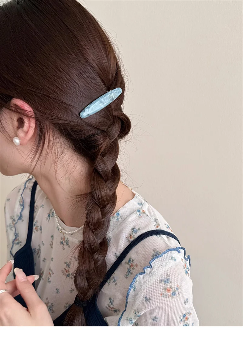 2 teile/satz Acetat Haar Clip Oval Geometrische Seite Pins Bunte Haarnadel Elegante Süße Frauen Haar Zubehör – Detail 11