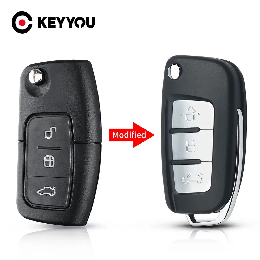 

KEYYOU Modified Flip Folding Remote Key Shell For Ford Focus Fiesta C-Max S-Max Mondeo Galaxy Fob Case HU101 FO21 Blade
