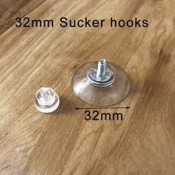 Clear Suction Cup Hooks with Screw Nuts - Strong Adhesive Holders - 10Pcs (32mm Sucker hook)