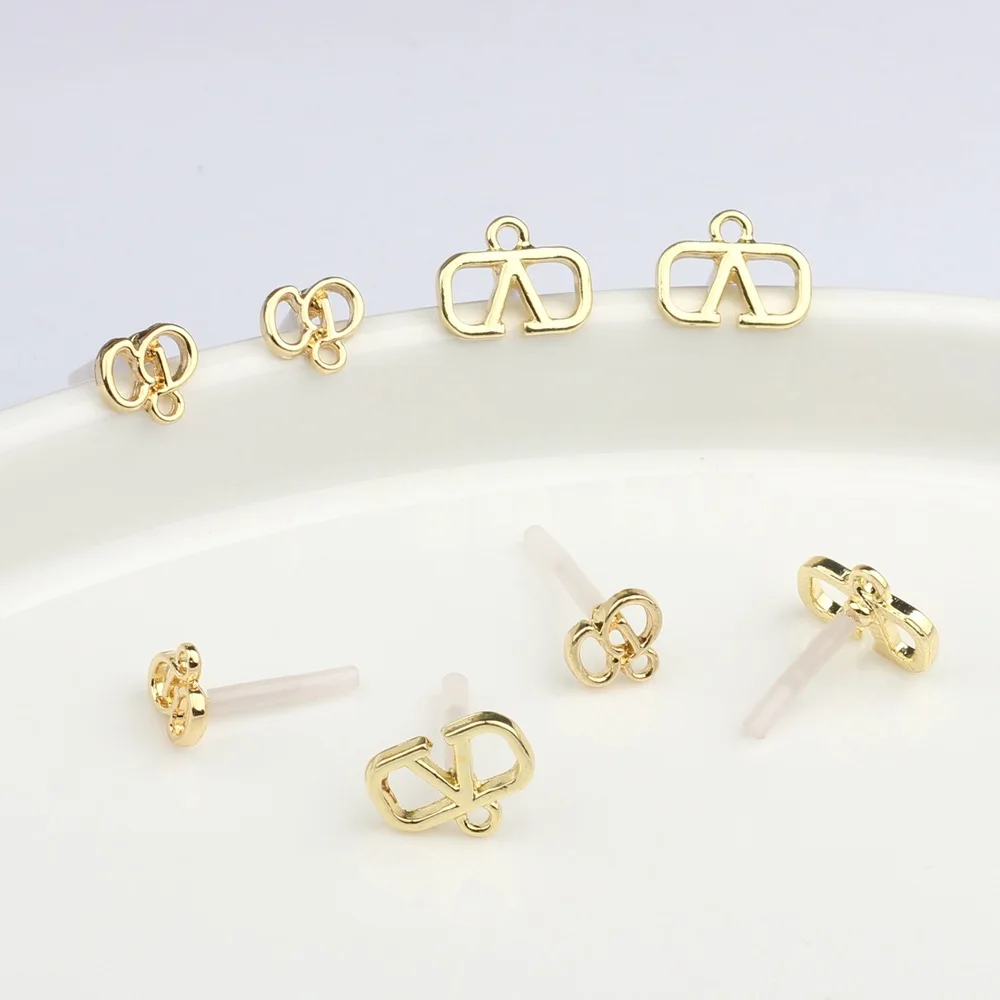 

10pcs Alloy Earrings Letter Hollow Out Geometry Ear Needle Connector for Women Girl Stud Earrings Jewellery Accessories Gifts