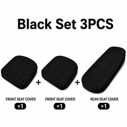 Breathable All - Season Car Seat Cover Set with Full Wrap Coverage and Cushioned Mats (Black Set 3pcs)