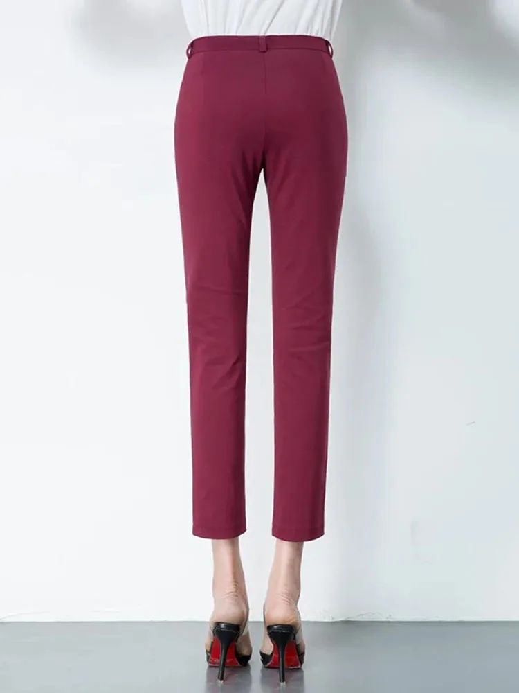 

Spring Womens Slim Pencil Pants Vintage High Waist Sweatpants Elegant Ankle-length Trousers Korean Summer Cotton Pantalones New