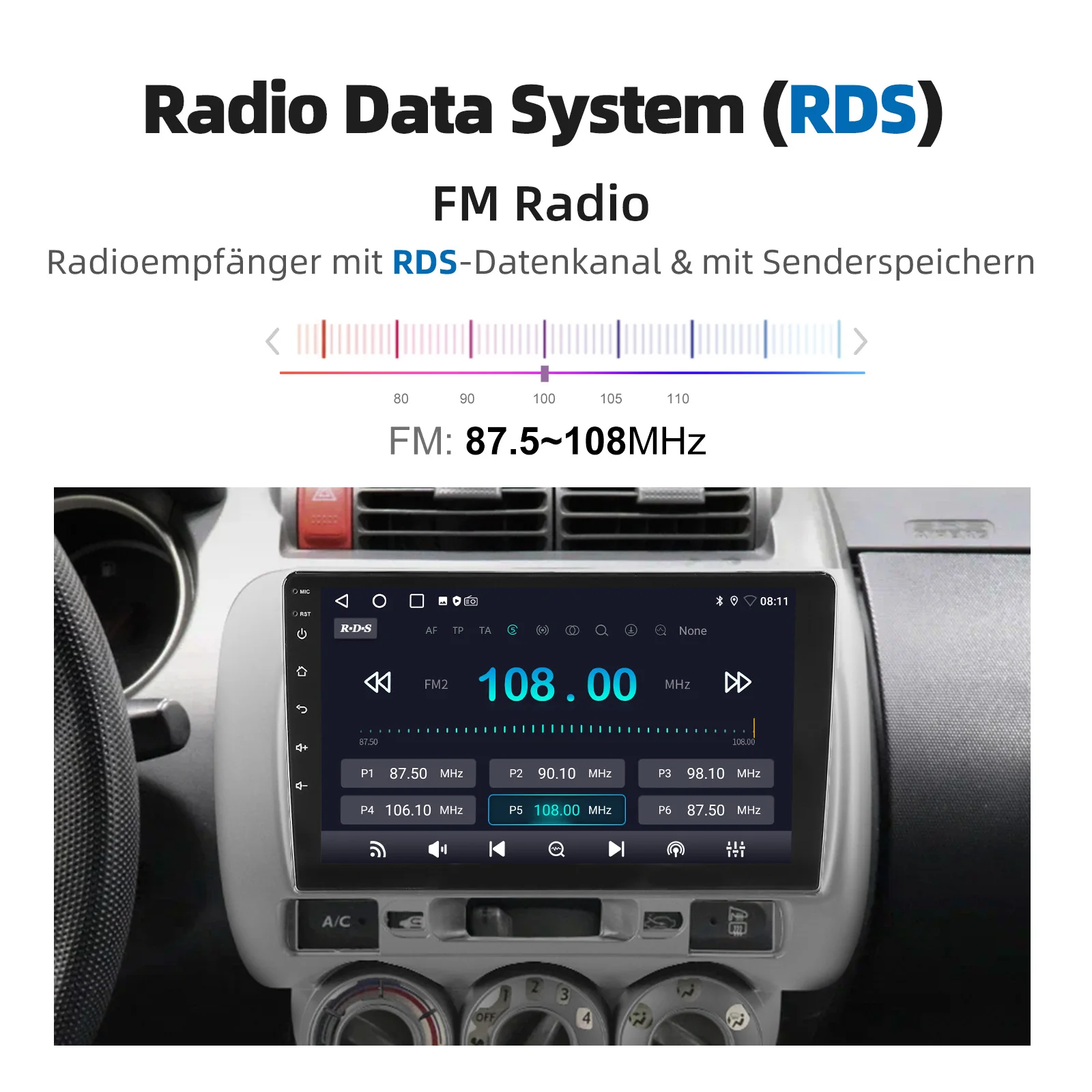 ESSGOO 32G 64G 9 Zoll Touchscreen Android 15 Autoradio Für Honda Fit Jazz 2002-2007 Apple CarPlay Android Auto Drahtlos GPS Navi WIFI BT Lenkradfernbedienung RDS FM USB Spiegel Link ASP Sound Geteilter Bildschirm – Detail 14