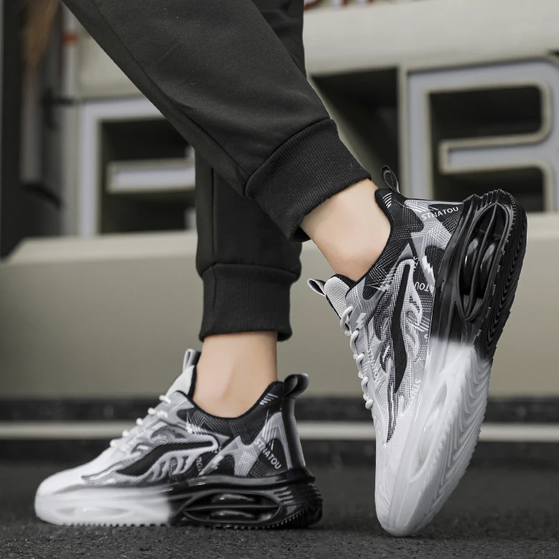 Men's Fashionable Breathable Lace-Up Fabric Sneakers, Casual Outdoor Running Walking Shoes, Lightweight Men's Shoes