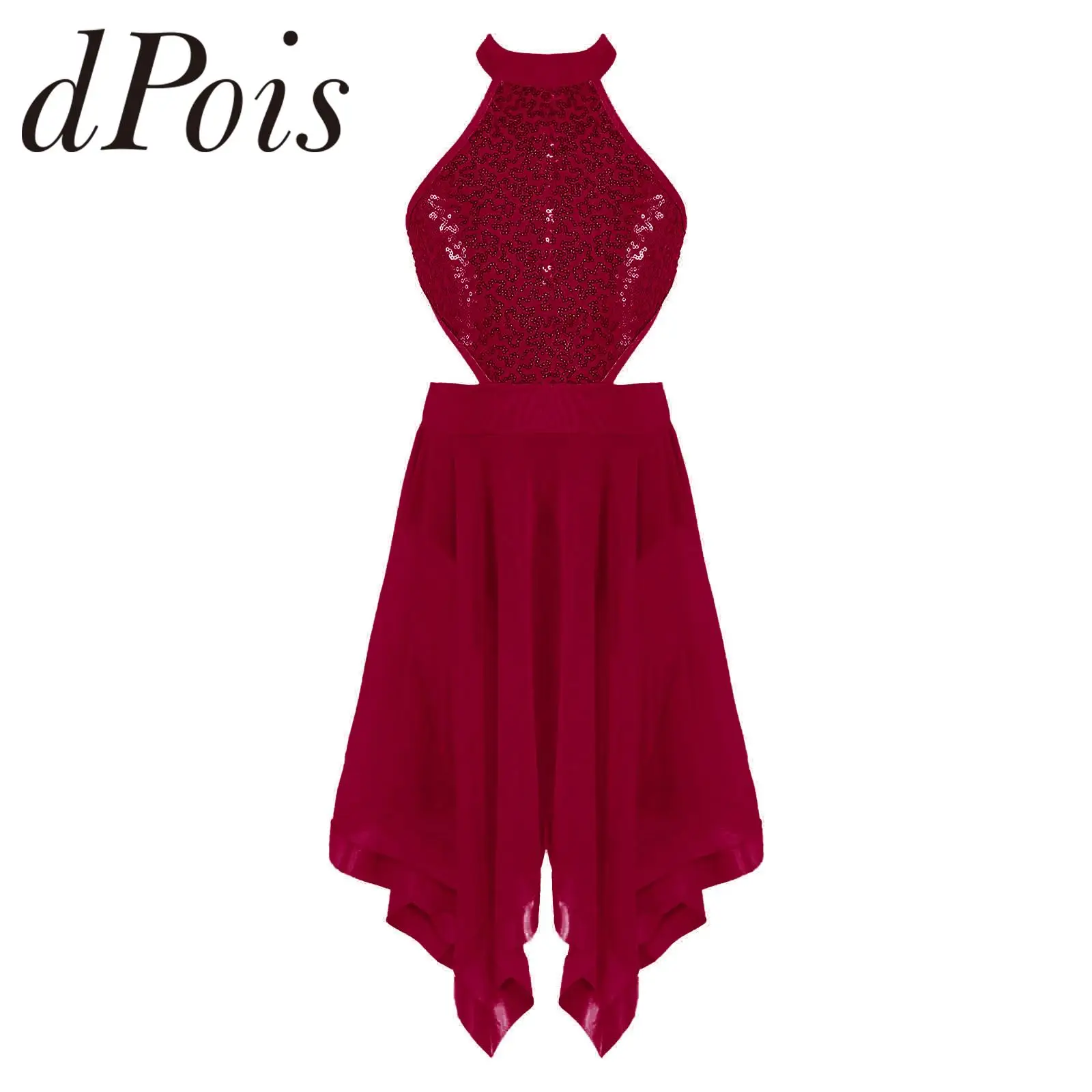 

Kids Girls Sequins Ballet Tutu Gymnastics Leotard Teens Lyrical Dancewear for Modern Contemporary Dance Costume Ballroom Dress