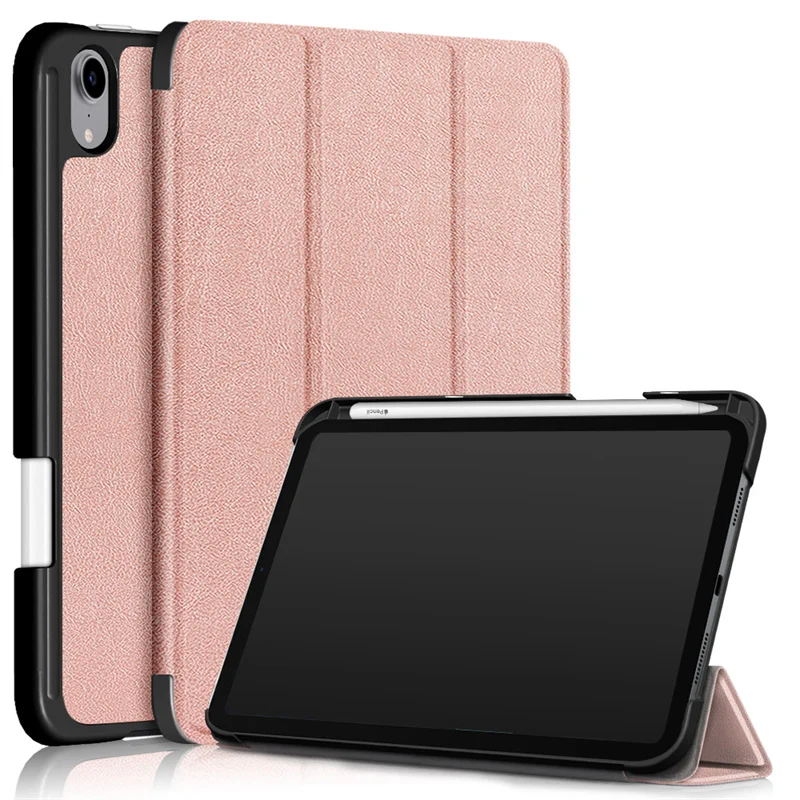 Trifold PU Leather Stand Magnetic Cover with Pen Holder