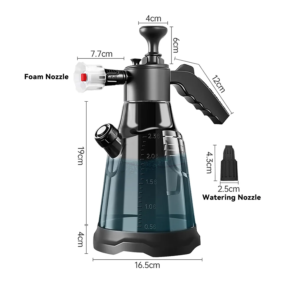 2300ml/78oz 핸드 펌프 고압 세차 스프레이어 (2개 노즐 포함) |   배터리 없이 사용 가능한 세차, 식물 물주기 및 정원 가꾸기