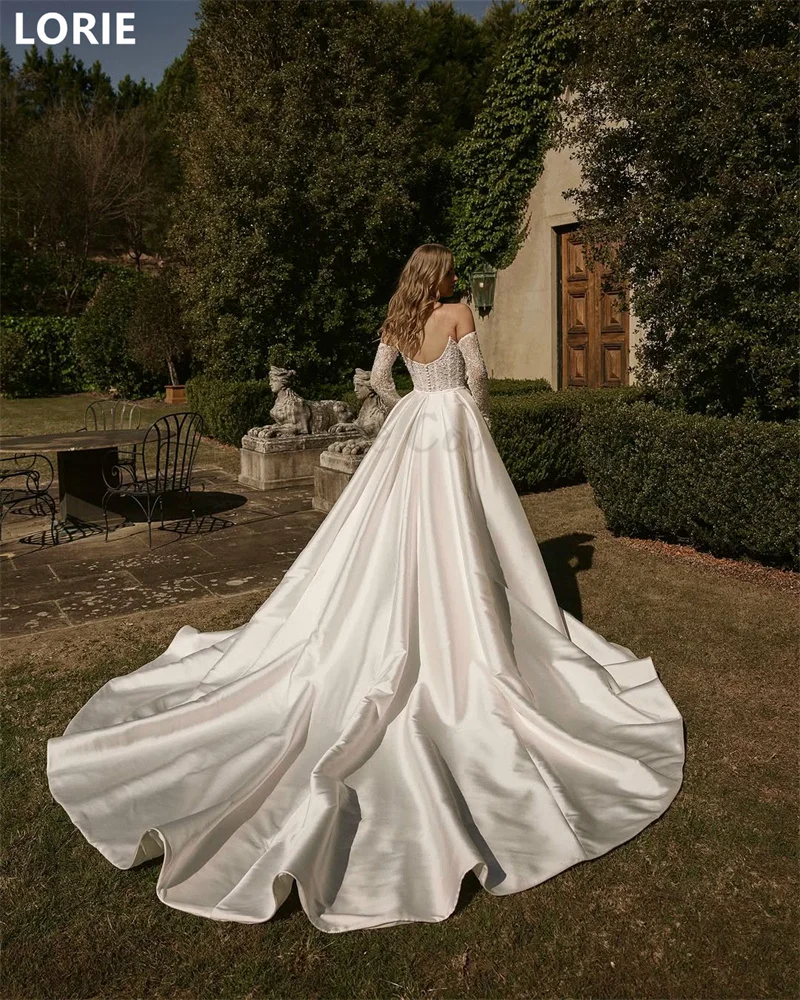 LORIE Sexy A-line Mermaid Lace Applique Wedding Dress Sweetheart Wedding Gowns Elegant Princess Bride Gown Gift