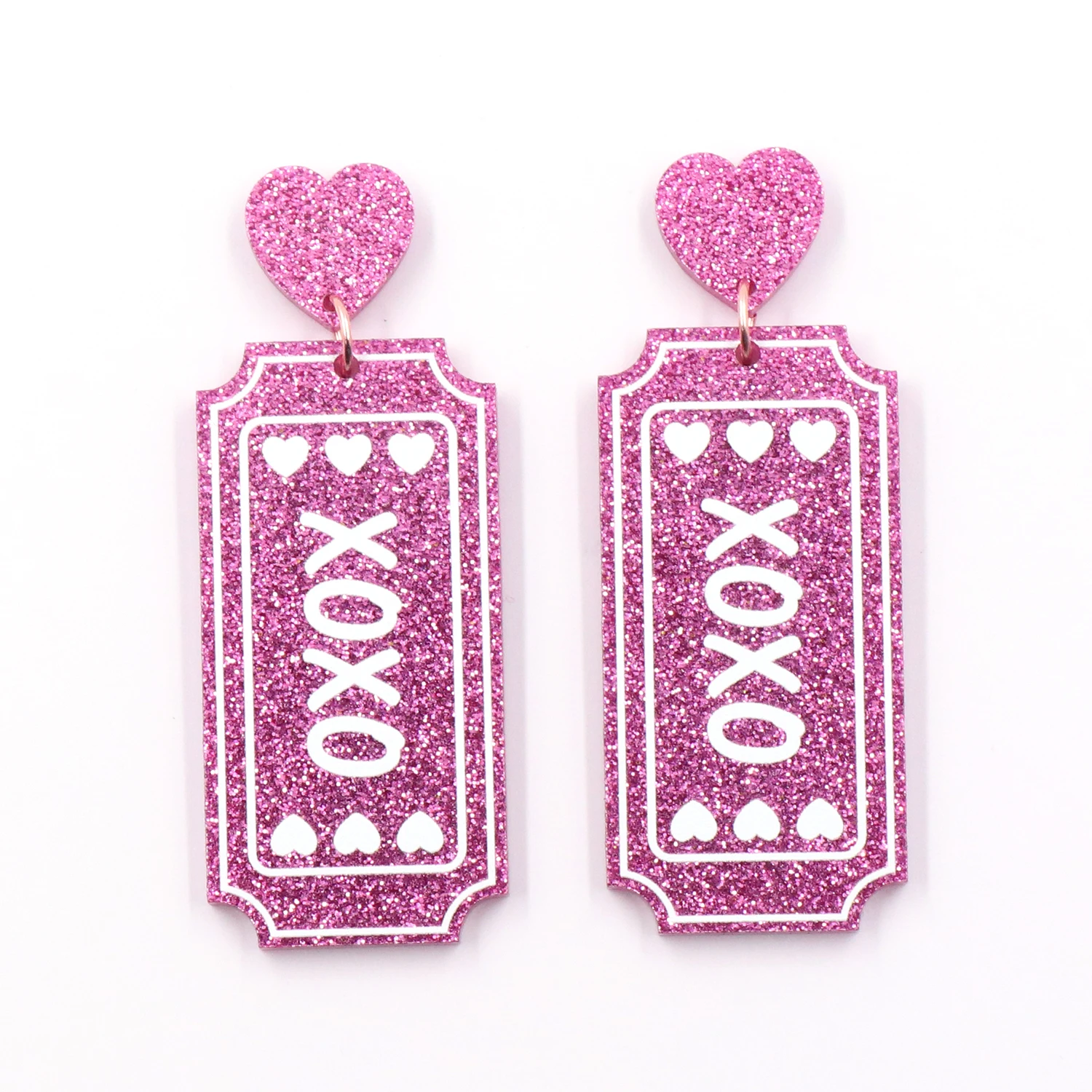 1pair New product CN Drop XOXO TRENDY Valentine's Day Acrylic glitter earrings Jewelry for women