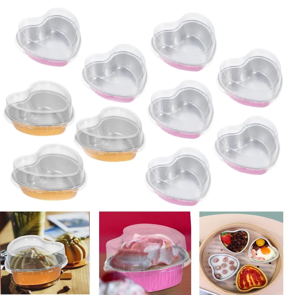 20PCS Heart Shape Disposable Aluminum Foil Cupcake Liners with Lids, Mini Cake Pans, Pe... - SKU DAFB1923 - UGI Packaging