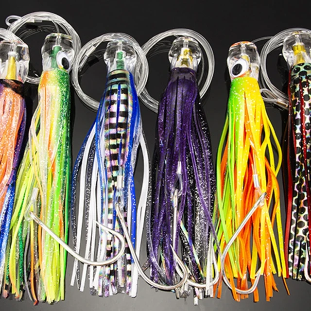 Fishing Trolling Lures for Marlin Tuna Mahi Soft Skirt Lure Rigged