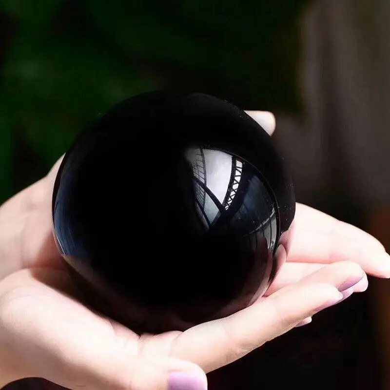 Natural Black Obsidian Sphere Crystal Ball Healing Stone Home Office Table Ornaments Holiday Gifts 5