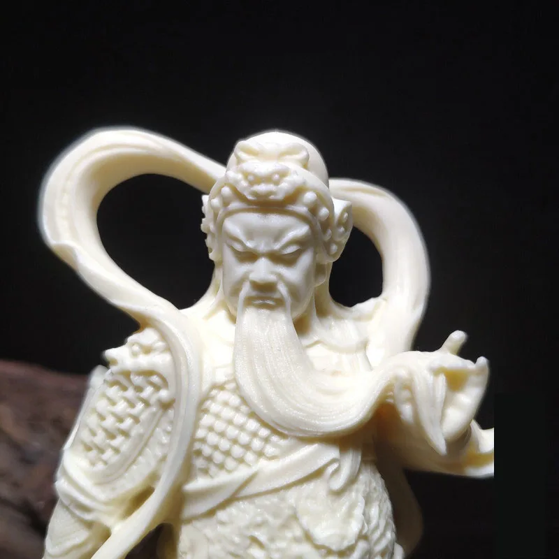 Ivory Fruit Carving Guangong Statue, Garan Bodhisattva, Wu Caishen Buddha Statue, fortune calling, Home Decoration