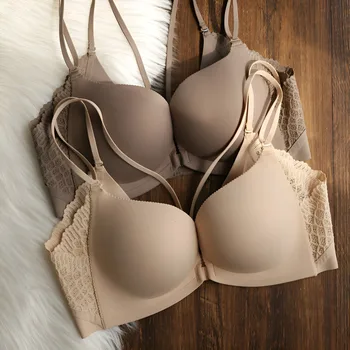 Reggiseno in pizzo con fibbia frontale, reggiseno Beauty Back, reggiseno push-up senza cuciture, reggiseno a V profonda senza ferretto, lingerie per donna