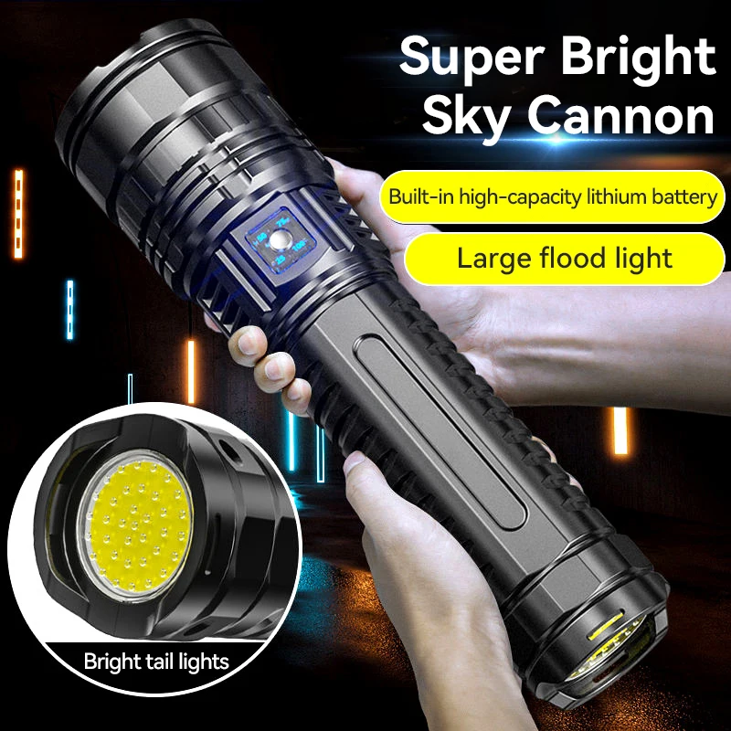 

Super 80W LED Flashlight Rechargeable Flash Light USB High Power LED Flashlights 15000mAh Zoom Tactical Lantern Flashlights