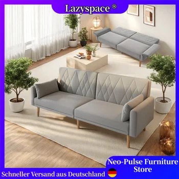 Divano letto Lazyspace con schienale regolabile a 3 pieghe, divano letto in velluto con funzione per dormire, divano letto multifunzionale a 2 posti 1