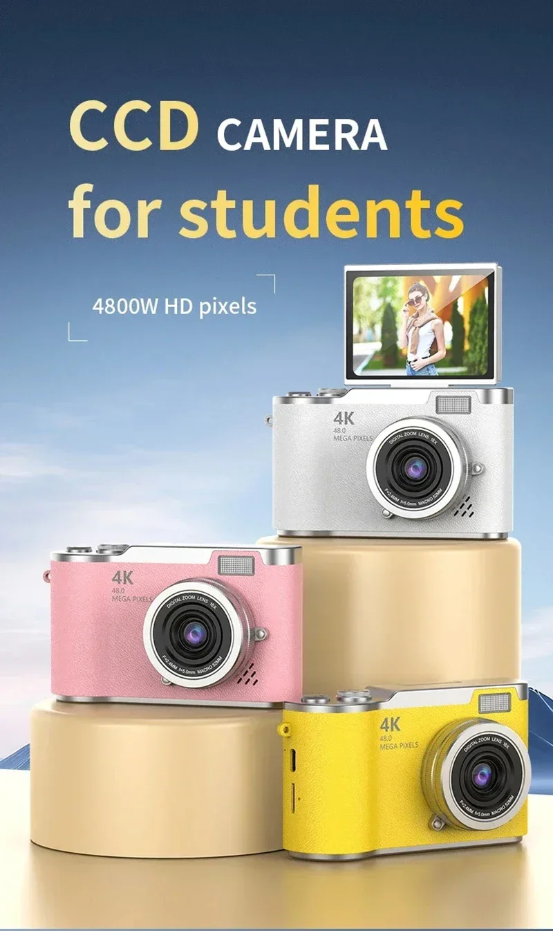 48mp Digital Camera With 8x Zoom And 180° Flip Screen For Travel_voghion.com