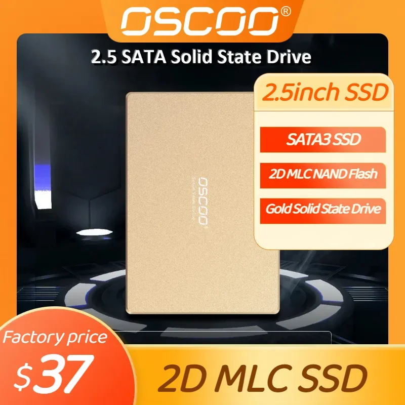 Oscoo 2D Mlc Unità A Stato Solido Interna 2.5 Pollici Sata Ssd Gold Hard Disk 2D Mlc 512Gb 256Gb Ssd Per Laptop Desktop