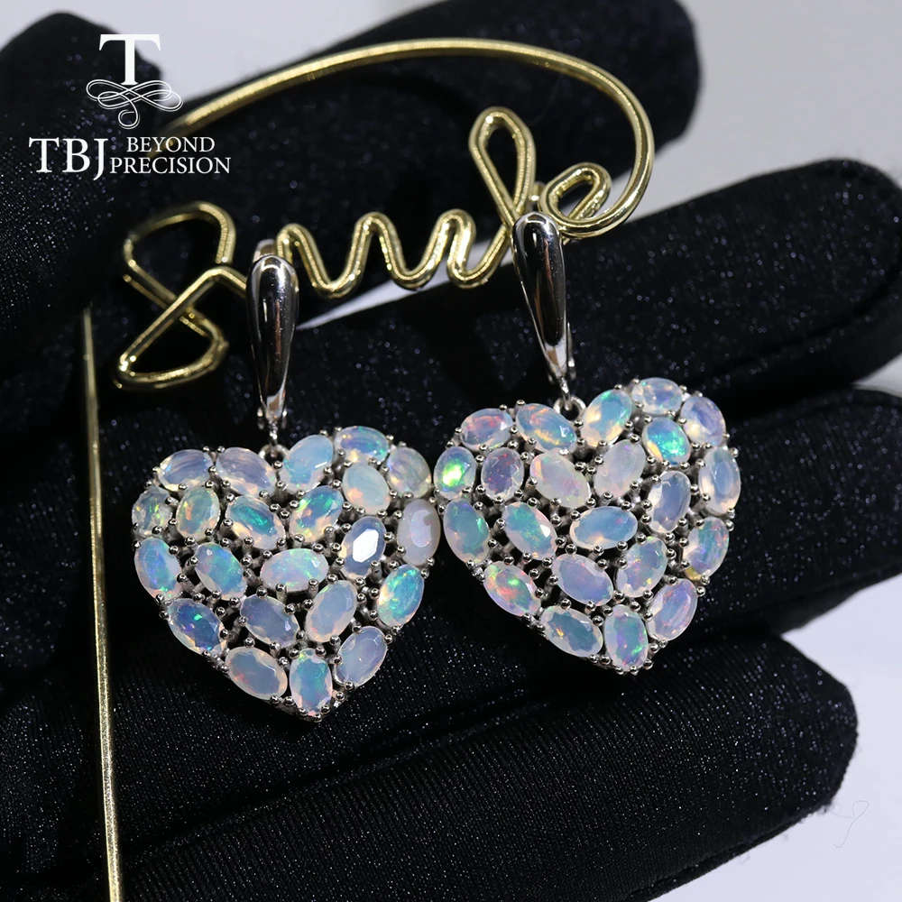 shinning opal clasp earring 925 sterling silver with natural ethiopia opal gemstones fine jewelry for women wife party wear gift
