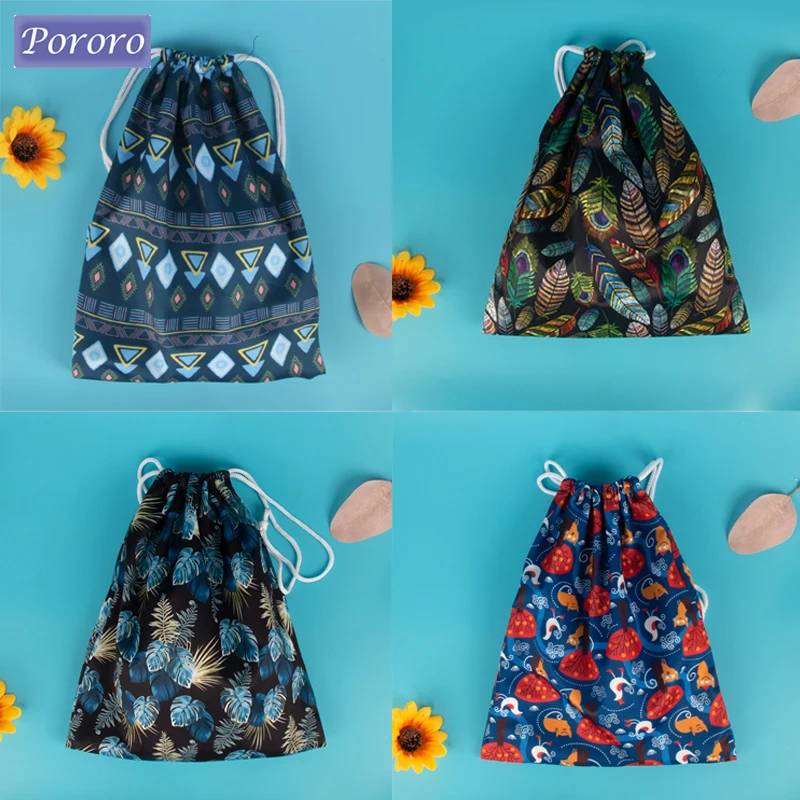 25*30cm Waterproof Diaper Bag  Fahsion Light Weight Drawstring Cloth Bags Dirt-proof Dark Print Pul Nappy Wet Bag for Mommy