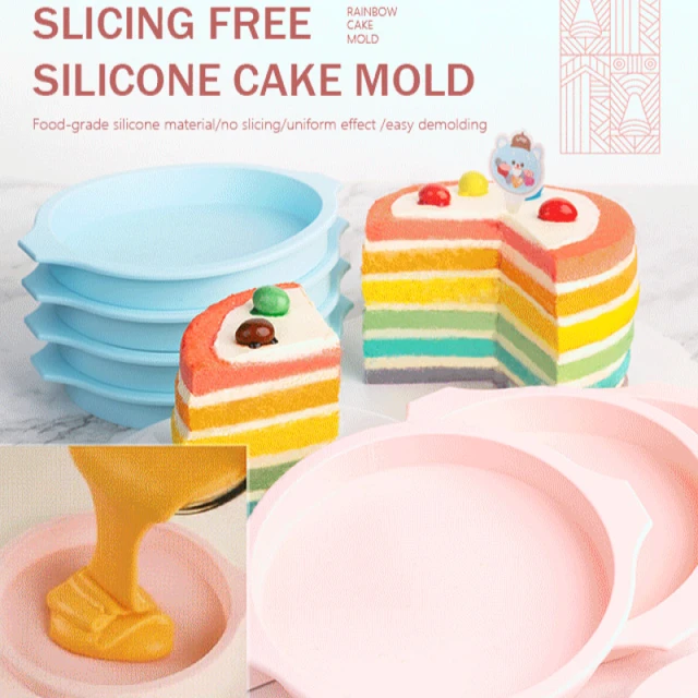 Silicone Cake Mould Rainbow Mousse Cake Layer Mould Round Baking Pan  Christmas Holiday Baking Tools - AliExpress