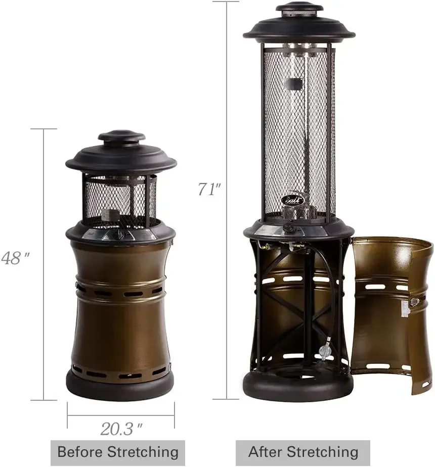 Propane Gas Patio Heater with Glass Flame and Wheels 5