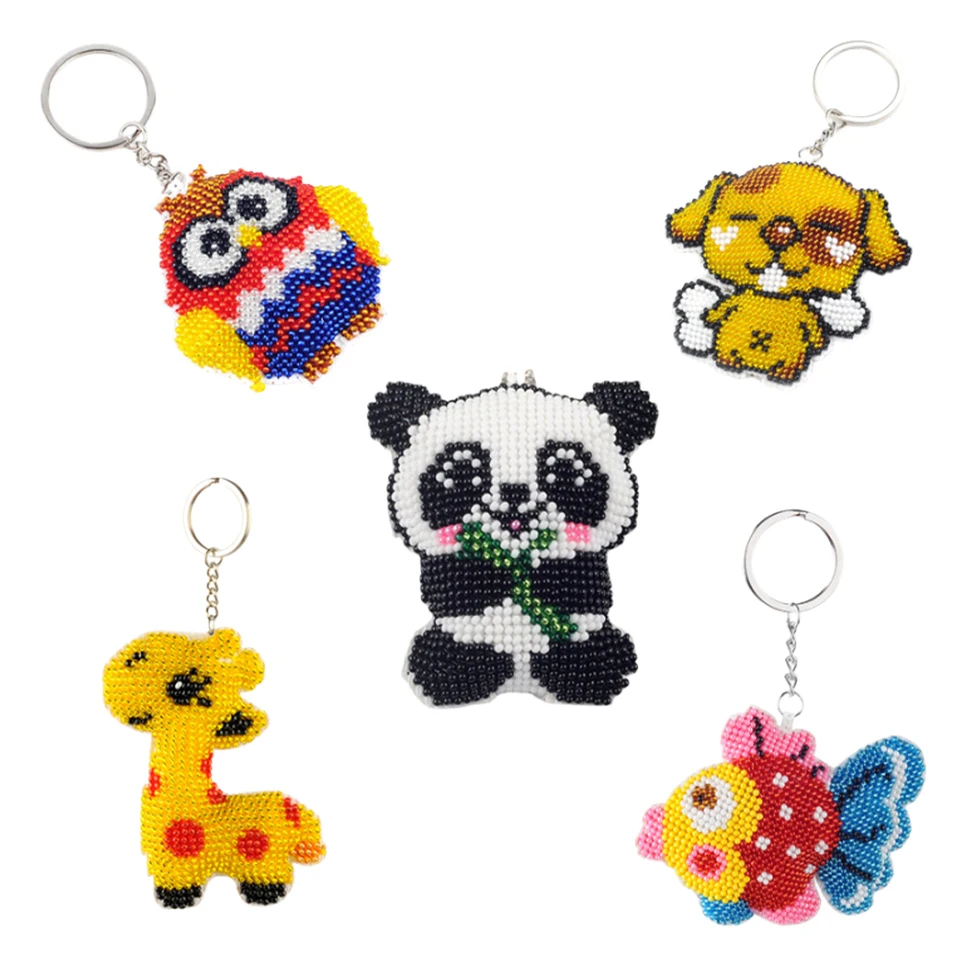 DIY Animal Beaded Keychain Embroidery Kit