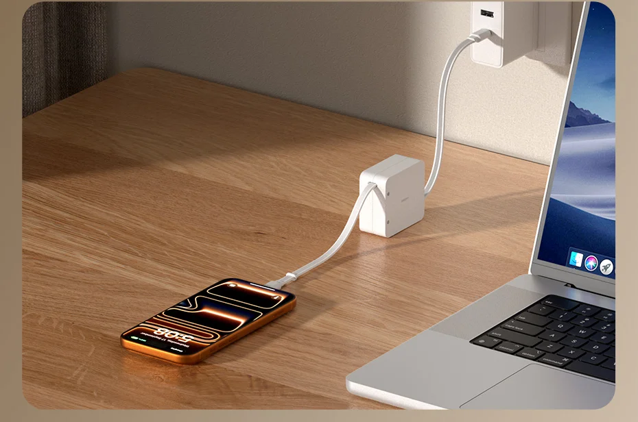 Unidirectional Retractable USB C Cable 100W Fast Charging