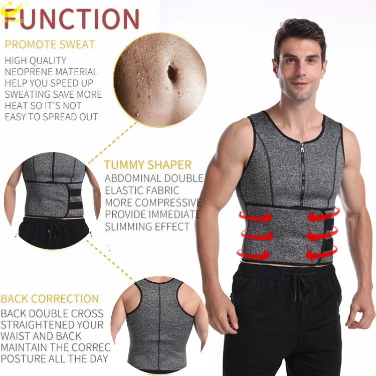 LAZAWG Sauna Vest for Men Neoprene Sweat Tank Top Weight Loss Top Thin Fat Burner Sportwear Slimming Sleeveless Body Shaper Gym