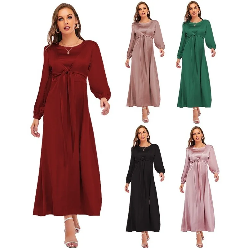 

2023 Islam Abayat Islamic Clothing Ramadan Abaya Femme Satin Abayas for Women Dubai Turkey Tunic Kaftan Caftan Eid Dresses