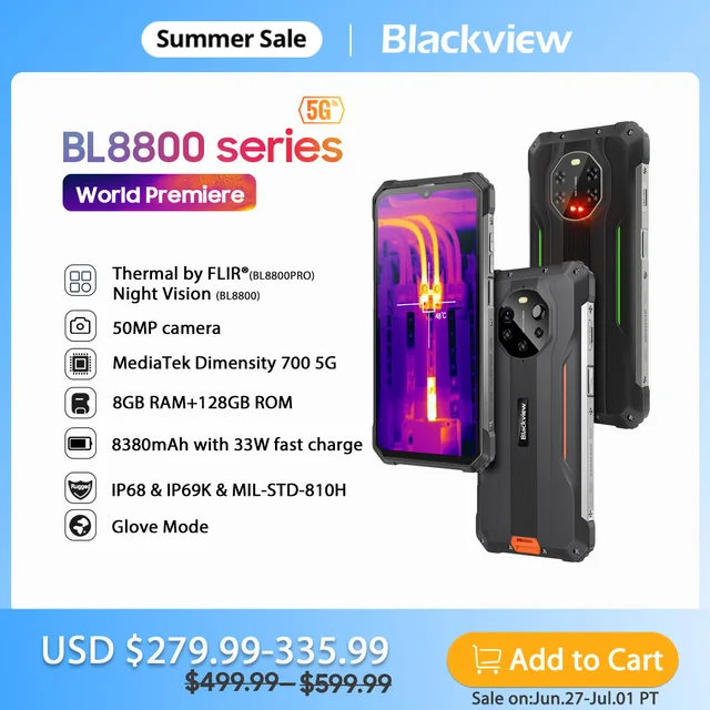 Blackview BL8800 & BL8800 Pro 5G Rugged Phone Thermal Imaging Camera FLIR® Smartphone 6.58" 8GB+128GB 8380mAh Cell Phone 1
