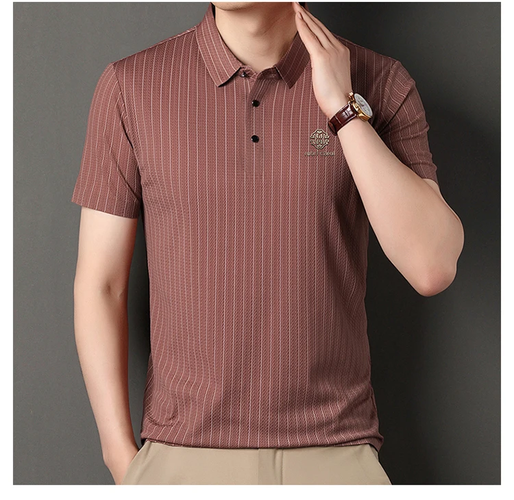 Green Snake Fashion Summer Casual Breathable Cool Comfortable Lapel Polo Short Sleeve Korean Striped Print Design T-shirt Top 29 S0ee3e5a751964b6889e5cfb9f1247e2bB