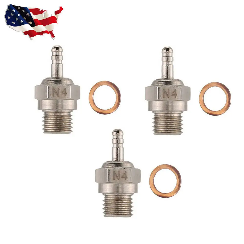 N4 3Pack Duty Long Medium Glow Plug For Traxxas 3232X 1/10 T-Maxx 2.5 / 3.3