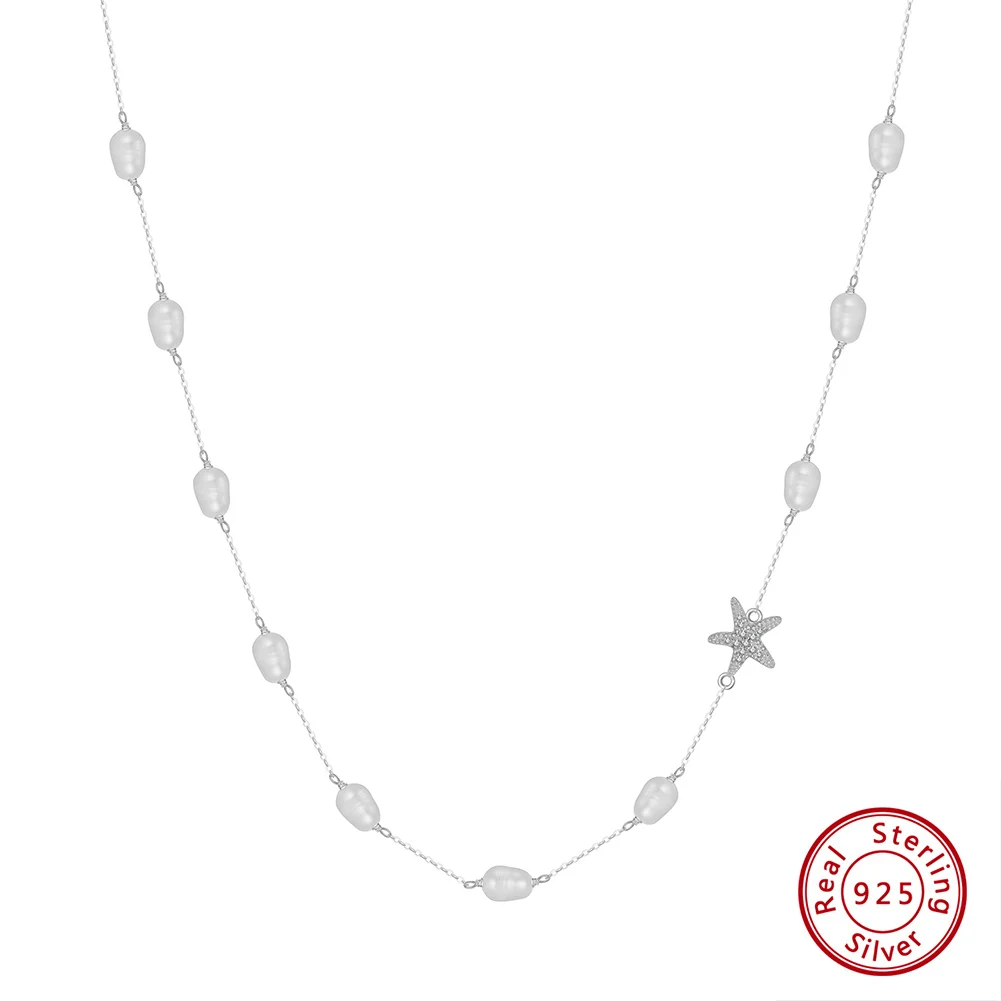 Orsa-女性用ナチュラルパールチョーカーネックレス,925スターリング